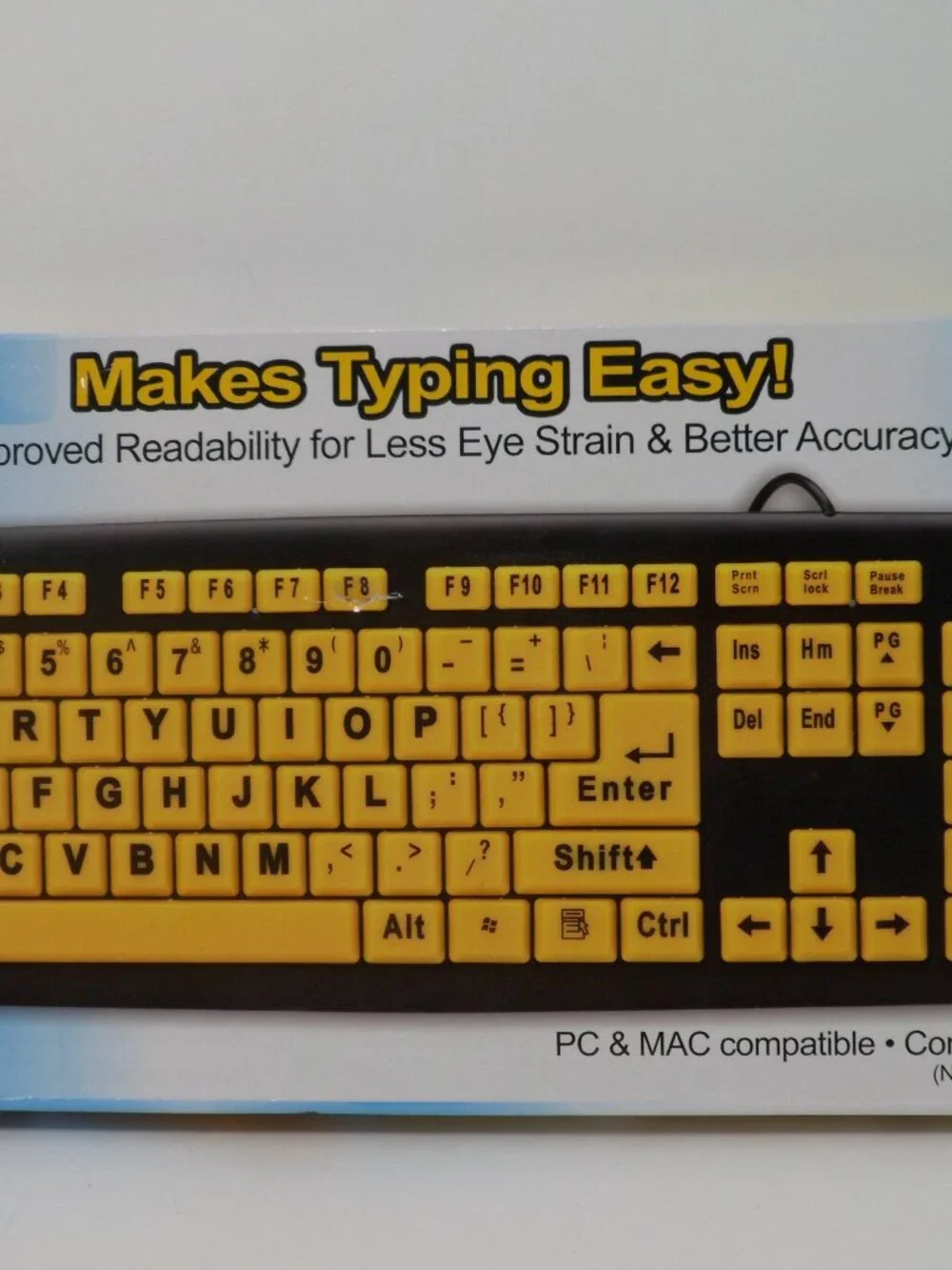 EZ Eyes Large Print Keyboard 4X Larger Letters & High Contrast Colors